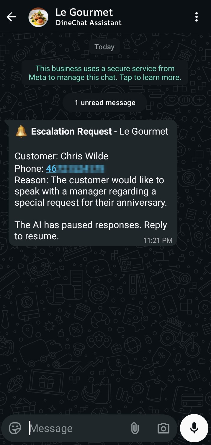 Manager notification